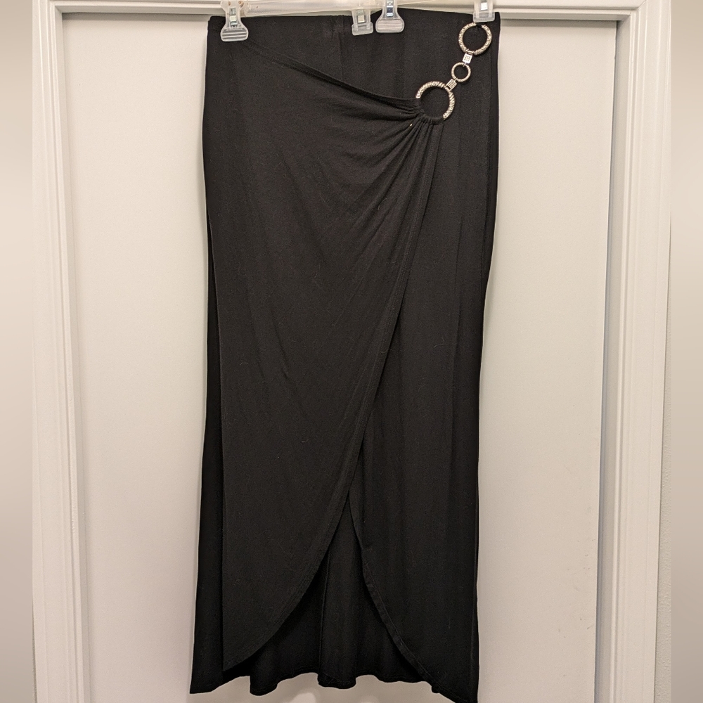 Black wrap maxi skirt size large